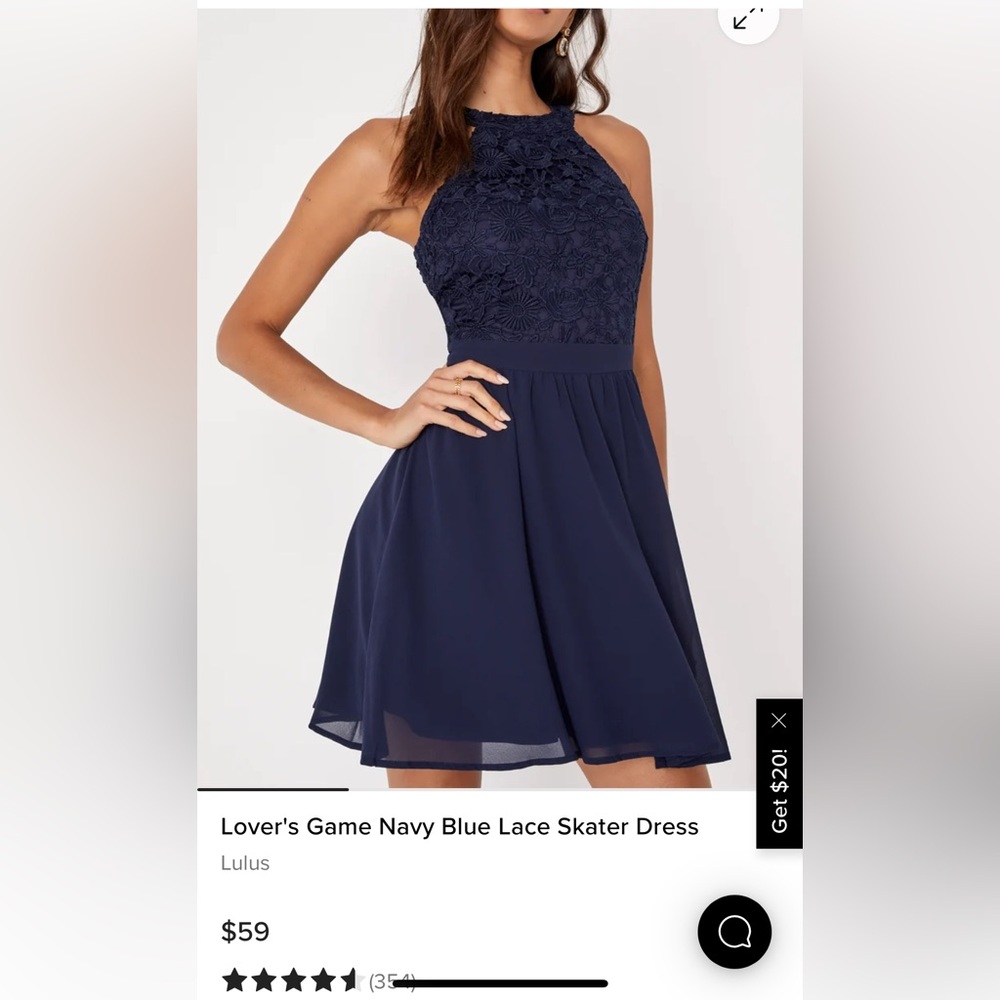 NWT Lulu’s Navy Lace Skater Dress - Picture 8 of 8